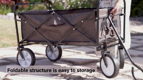 YSSOA Rolling Folding & Rolling Collapsible Garden Cart, Outdoor Camping Wagon Utility with 360 Degree Swivel Wheels & Adjustable Handle, Black 220lbs Weight Capacity