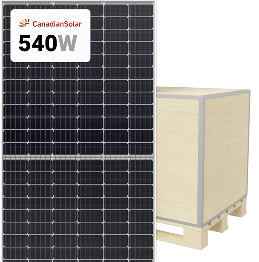 Canadian Solar 540W Solar Panel 144 Cells PERC Bifacial CS6W-540MB-AG Wholesale 35 panels per pallet - A1 SolarStore