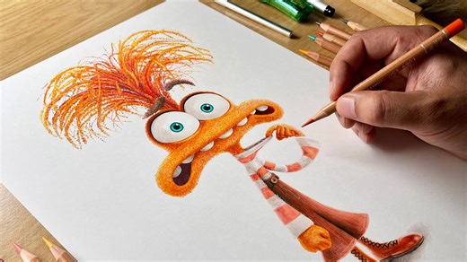 Anxiety Drawing! Inside Out 2 Character Art Using Colored Pencils (Time-Lapse)