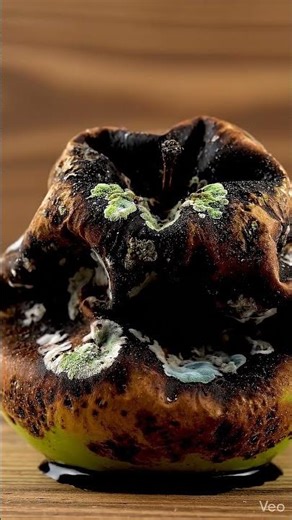 A juicy apple rotting in time-lapse. Transformation by AI.