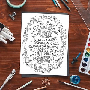 Bible Verse Coloring Page - I Peter 3:15 - Printable Digital Download, Bible Coloring Page, Christian Kids Activity, Sunday School Craft - Etsy