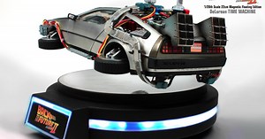 Back to the Future DeLorean model floats in mid-air