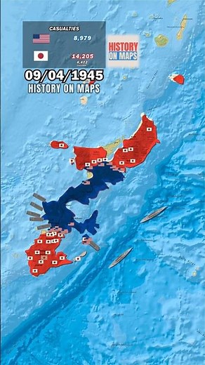 Battle of Okinawa (1945) in 1 minute using Map|New Version #history #asia #news #ww2 #map
