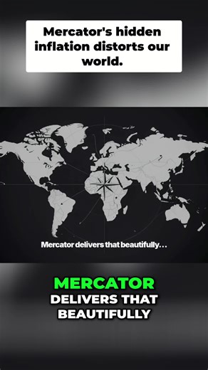 Mercator projection: a mapmaker's trick! Straight lines for navigation, but watch out for stretched continents. Mind blown? #MapFacts #Geography #DidYouKnow #ScienceTok