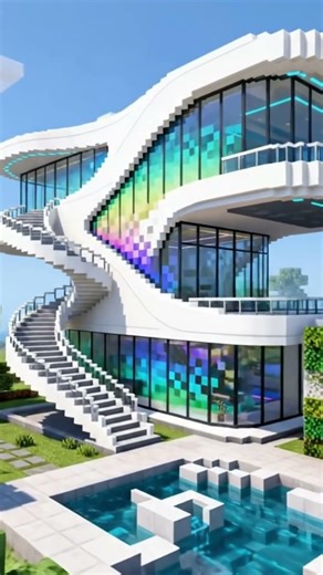 INSANE FUTURISTIC VILLA REVEAL 😱 | Minecraft #minecraft #minecraftgameplay #shorts