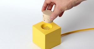 Plugg radio switches on and off with a cork