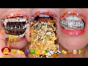 10 Minutes For Relax Sleep Study Satisfying ASMR Eating GOLD & SILVER Foods Mukbang 먹방