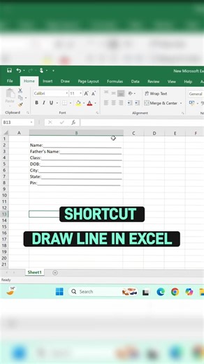 Amazing Trick to Draw Line in Excel #excel #exceltricks #excelshortcuts #spreadsheets