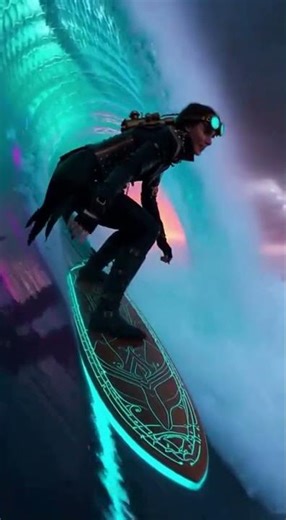 Victorian Steampunk Goth Rides The Big Wave🌊🖤✨️🤙 #goth #victoriangoth #steampunk #ridethewave