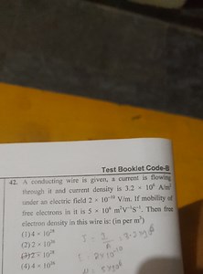 Test Booklet Code-B42. A conducting wire is given, a current i... | Filo