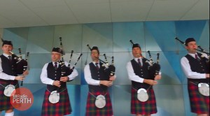 9.2K views · 149 reactions | The ABC News theme tune got a McMakeover when Perth Highland Pipe Band stopped by to help celebrate our 85th birthday. Watch for Geoff Hutchison blowing his chance to get in the band. #HappyBirthdayABC  | ABC Perth | Facebook