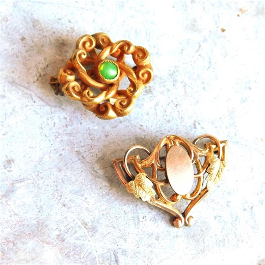 Pair of Antique Victorian to Edwardian Gold-filled Brooches - Etsy