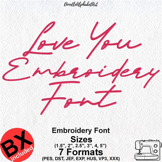 Love You Satin Script Embroidery Font (BX Format) - Etsy