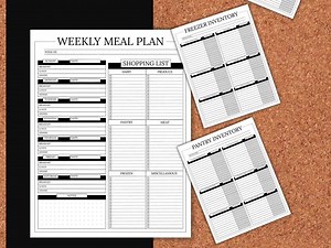 Printable Weekly Meal Planner With Grocery List and Kitchen Inventory Sheets | Meal Planning Template | Instant Download - Etsy Canada