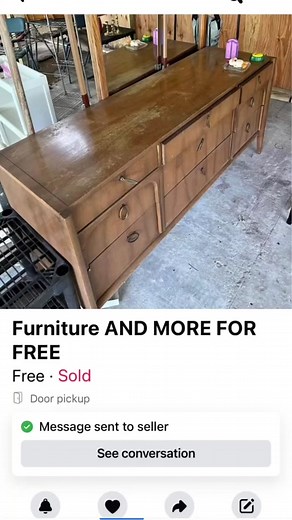 Would you have taken this dresser for free considering all of its issues? All of the supplies I used are linked in my Amazon Shop (🔗 link in bio, look for the photo of this dresser) 🎨: Melange Paints Turtledove in the ONE formula (Code REFURB10 gives you a 10% discount!) #furnitureflip #mcm #furnitureflipping #dressermakeover #furnituremakeover