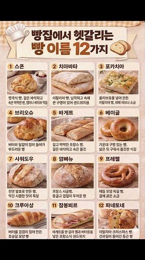 빵집에서 헷갈리는 빵 이름 12가지