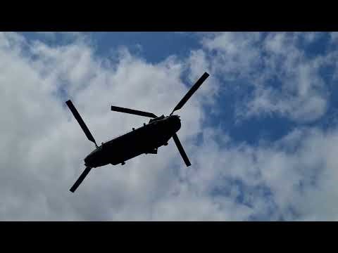 Chinook taking off from Capel Military Show '23