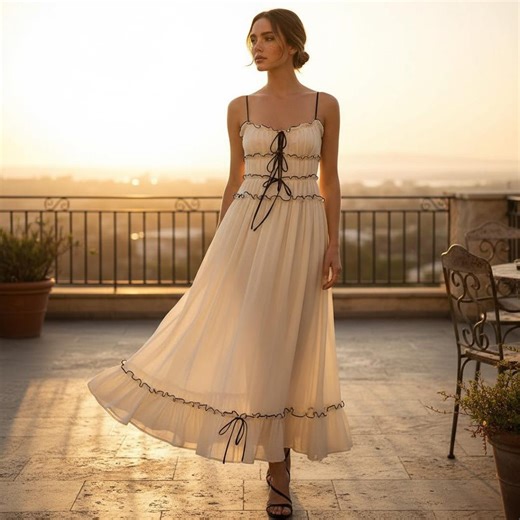 Elegant Backless Bow Tie Maxi Dress – Women Sleeveless Pleated Sling Dress, Summer Beach Vacation Outfit, Ankle-length Chic Dress - Etsy