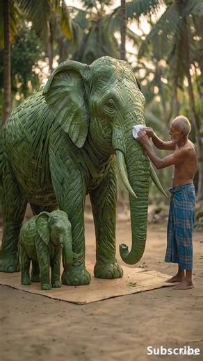 Life-Sized Elephant from Bamboo?! 😳🐘 | Old Man’s Incredible Craft