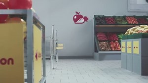 This wacky German advert features cats pushing trolleys around a supermarket