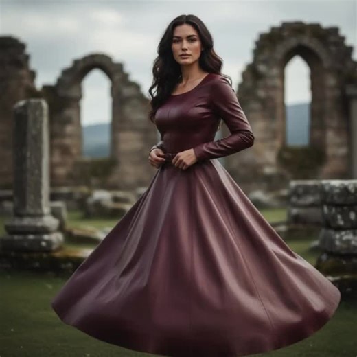 Custom Genuine Leather Warrior Dress Set – Handcrafted Burgundy Corset Top, Pleated Skirt & Arm Bracers for Women - Etsy