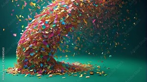 Perfect for compositing into your cgi scene, this colorful isolated confetti blast is realistic and realistic on a transparent background or green screen or alpha matte channel.