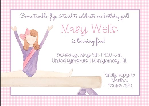 Gymnastics Invitation | Gymnastics Birthday (digital Download) - Etsy
