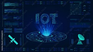 Internet of things icon innovation technology concept. Smart city wireless communication network IOT ICT. Home intelligent system automation Industry 4.0 modern AI computer