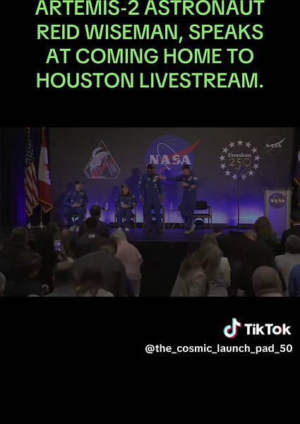 ARTEMIS-2 ASTRONAUT REID WISEMAN, SPEAKS AT COMING HOME TO HOUSTON LIVESTREAM. Credit: NASA.