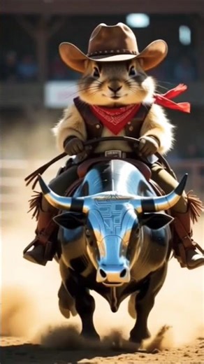 Cyber Rodeo: The Cowboy Pika Rides the Robotic Bull 🤠⚡️ #AIArt #CyberCowboy #PikaPower"