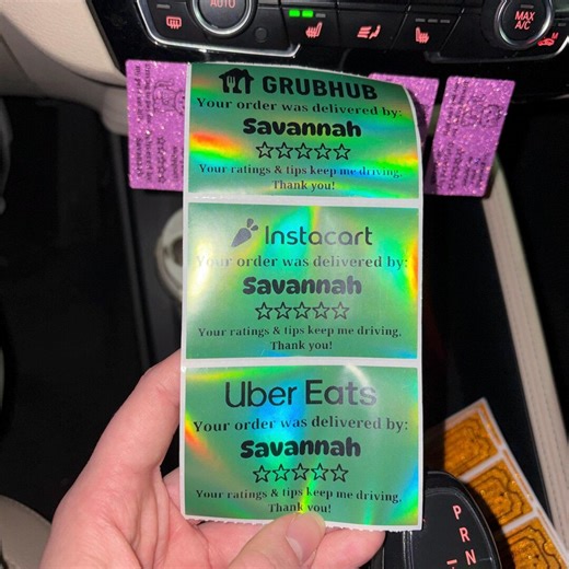 LARGE Green Holo GRUBHUB Delivery Driver Ratings & Tips Stickers (3"x 2") - Etsy