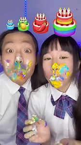 121K views · 1.7K reactions | Rainbow Birthday Cake Emoji Food Challenge ASMR 掠 #asmr #mukbang #shorts #reels | TwinKle Couple | Facebook
