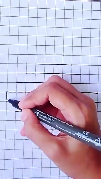 "3D Optical Illusion Drawing on Grid Paper | Easy Geometric Art for Beginners" #shorts