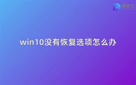 win10没有恢复选项怎么办
