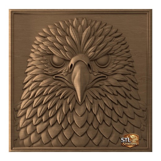 Eagle STL Relief File for CNC Wood Carving, 3D Print, PNG Heightmap (Digital Download)