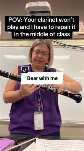 “Mrs Allen, my clarinet is falling apart!” Has this ever happened to you? #banddirector #middleschoolband #band #banddirectorsoftiktok #clarinet #bearwithme