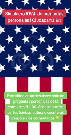 Este es un simulacro MÁS LARGO enfocado solo en preguntas personales de la entrevista de ciudadanía estadounidense 🇺🇸 (Formulario N-400). Aquí practicamos preguntas reales que los oficiales sí hacen, con respuestas correctas en inglés, explicadas de forma clara para personas con inglés básico. ❌ Muchos fallan NO por el examen cívico… ⚠️ sino por responder mal estas preguntas personales. 👉 Míralo completo, practica en voz alta y guarda este video para repasarlo antes de tu entrevista. 💬 Escri