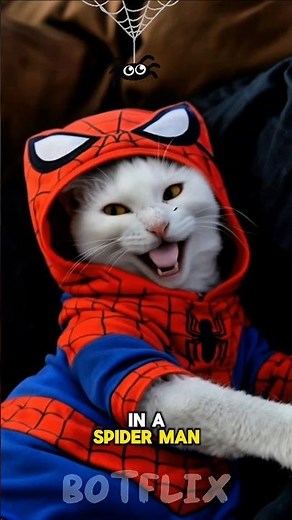 She was scared of Spider-Man… until this happened 🕷️❤️ #cute #cat #trending #spiderman