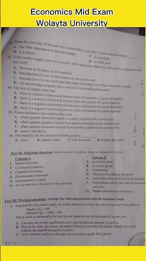 Economics Mid exam | walayta university