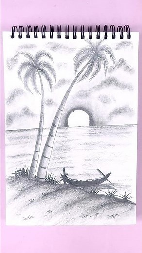 How to Draw Sun Rising | Sunrise on River | Easy Pencil Drawing for Beginners