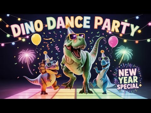 Dinosaur New Year Dance Party | 3D animated kids Nursery Rhymes | #kidsdanceparty