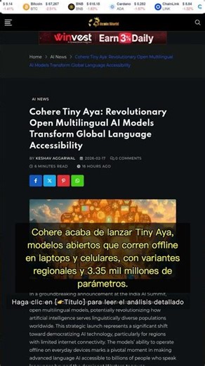 🧐👉 Cohere lanza Tiny Aya: IA multilingüe que funciona sin internet #QixNewsAI