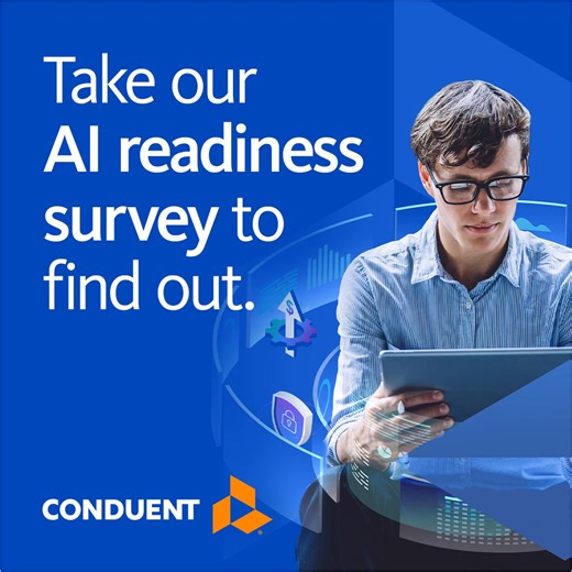 The AI wave isn’t coming — it’s already here. Wondering if your organization is keeping up? Take our AI readiness survey for the next steps to move your strategy forward: https://bit.ly/4oH7lmr | Conduent