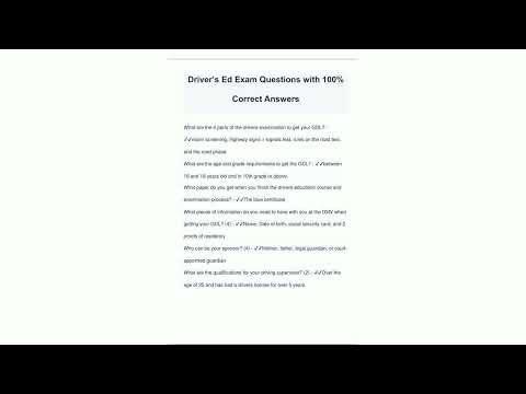 Drivers Ed Exam Questions with 100 Correct Answers40