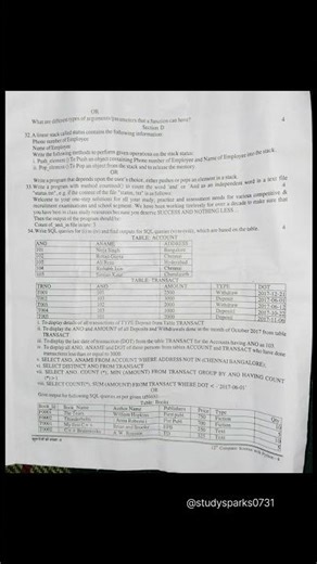 Vidya bharti Pre board class 12th Computer science 083 papar #vidyabharati 2025-2026 #cbse #class12