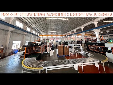 PinLong FFG & PP strapping machine & Robot palletizer for corrugated carton production line