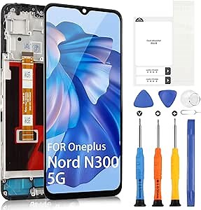 for Oneplus Nord N300 5G Screen Replacement kit, LCD Display with Frame Touch Digitizer CPH2389 for Oneplus N300 5G 6.56" Full Assembly with Repair Tools