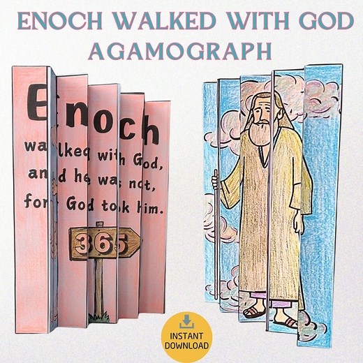 Printable Enoch Walked With God Agamograph – Sunday School Craft & Church Coloring Activity for Kids, Enoch Bible Story Instant Download PDF - Etsy
