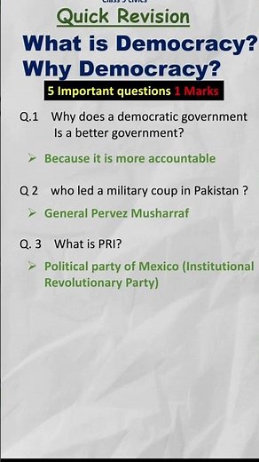 Class 9 Civics Chapter 1: What is Democracy? | Important Questions & Answers #socialscienceclass9