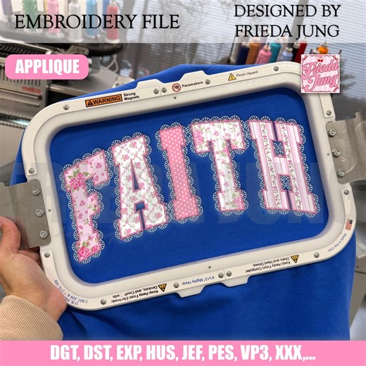 APPLIQUE Embroidery File: Lace Faith Design, Bible Verse Quote, Religious Gift for Christian, Reposition Hoop File - Etsy
